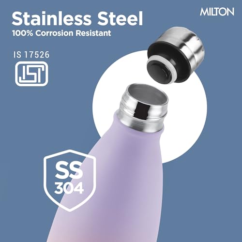 Milton Dewie Duo 1000 Thermosteel Water Bottle, 1000 ml, Peach Purple - Image 4
