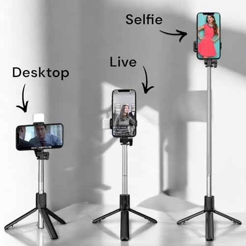 Genérico Bastão de Selfie com Tripé Bluetooth, Controle Remoto, Compatível com Android e iOS - Ideal