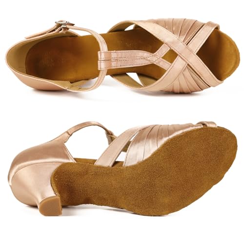 Yokala Women Ballroom Dance Shoes for Social Performance Professional Latin Salsa Practice Dancing Sandals 2.5" Heel2