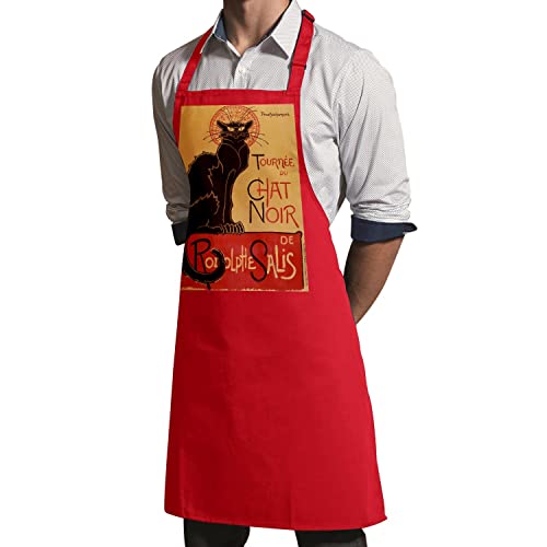 Tablier de cuisine rouge Tournée du Chat Noir Steinlen retro