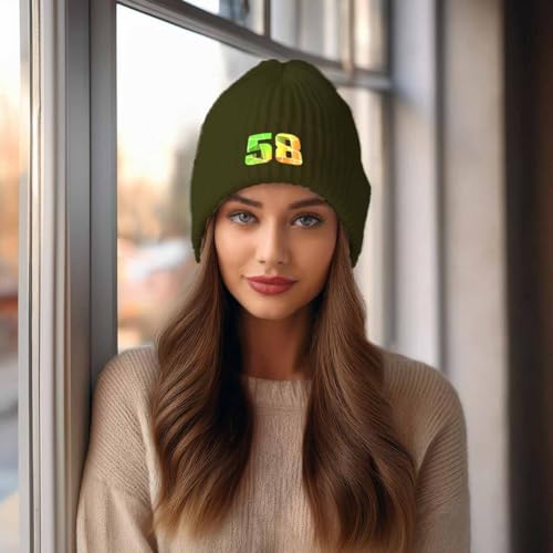 Bonnet 58 Number cuffed beanie olive en maille souple extensible de qualité