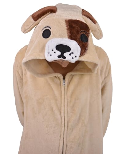 LorranTree Onesie Kostüm Jumpsuit Bulldogge Costume Damen Herren Erwachsene Relaxo Pyjama Tier Hund Dog Weihnachten Halloween Schlafanzug SY-DouNQ S