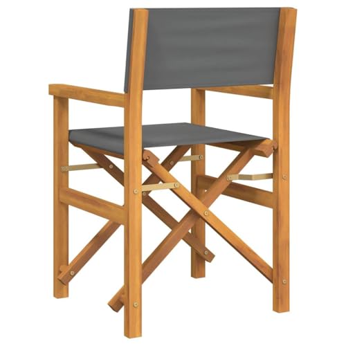 Chaise pliante de directeur en teck lot de 2 sièges crème gris