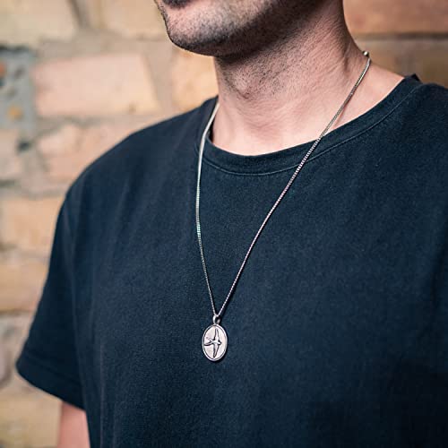 Made by Nami Mens Silver Necklace with Pendant Handmade 23" Surfer Cuban Link Chain with Stainless Steel Pendant Premium Jewelry Gift for Him2