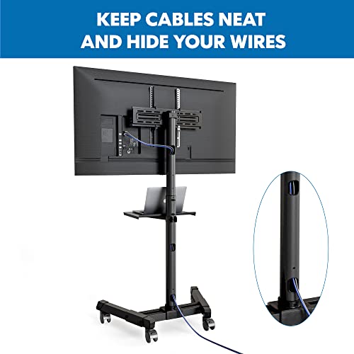 Fitueyes Mobile Tv Cart With Wheels For 23-60 Inch Lcd Led Flat Curved Screen Tvs Up To 77 Lbs Mobile Rolling Tv Stand With Height Adjustable Shelf Trolley Floor Stand Max Vesa 400X400 (Black) #TOP5