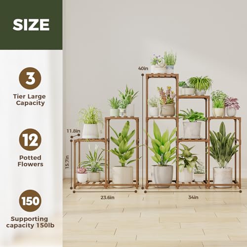 image for Bamworld 2 Sets Plant Stands Indoor Tall Shelves Outdoor for Multiple 
