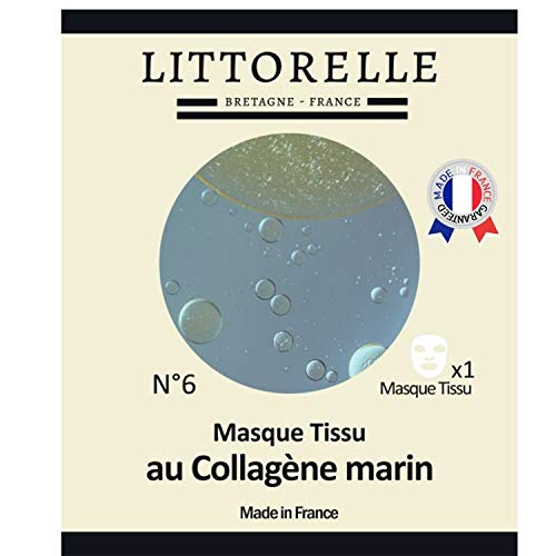 Littorelle - 1x Mascarilla Tejido Suero Hidratante con Colágeno y Vitamina E - Fabricada en Francia - Hidratante, Revitalizante, Anti-Arrugas y Anti-Envejecimiento- Máscara para Todos Tipos de Piel Cover