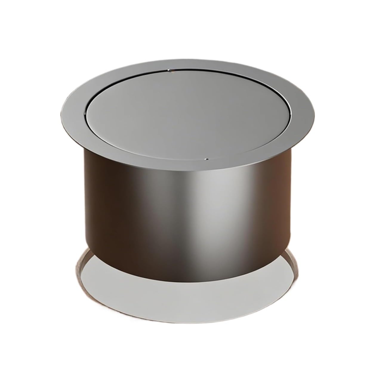Couvercle de poubelle comptoir rond en acier inoxydable gris 24cm pour cuisine