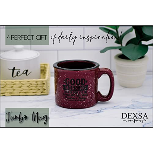 Dexsa Campfire Ceramic Coffee Mug With Inspiring Quote - Burgundy Speckled Classic Coffee Cup | Holds 15 Ounces | Good Morning This Is God. I'll Be Handling All You Problems Today. #TOP3