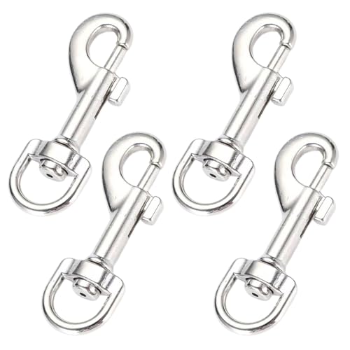 MenYiYDS - 4 Pcs Mousqueton avec Articulation pivotante, Mousqueton pivotant pour Collier de Chien, Mousqueton en Acier 64mm, à Utiliser avec la Laisse de Chien paracorde, Argent