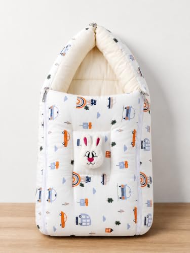 Image of VOIDROP Baby Sleeping Bag for New Born, Muslin Baby Sleeping Bag 0-6 Month for Infant, Washable & Foldable Cotton Design (Car Print)