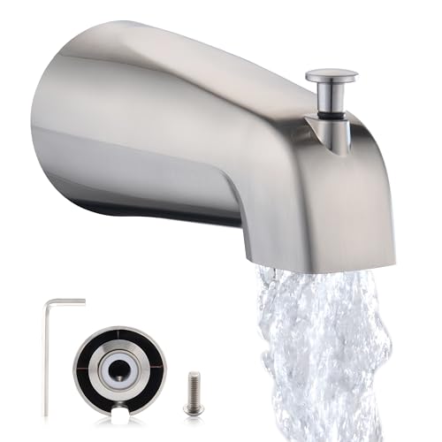 Bath Tub Spout, Plastic Slip-On Wall Front Mount, Fits 1/2'' Copper Pipe (4 Inch Reach), Includes Hex Wrench, Brushed Nickel