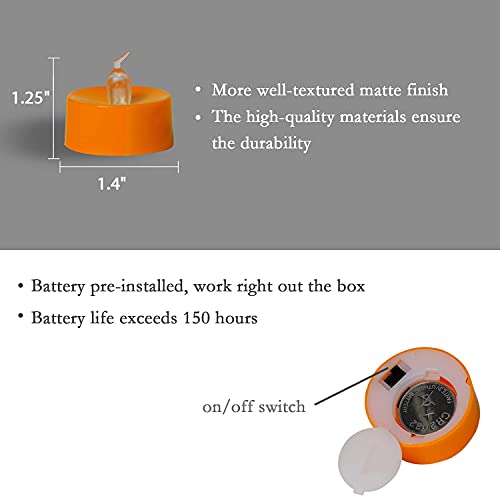 Halloween 24 Pack Orange Tea Light Candles, Battery Operated Led Tealights, Small Pumpkins Lights With Warm White Bulb, Flameless, Electric Fake Tea Candles Realistic For Halloween, Pumpkin Lanterns #TOP5