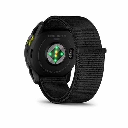 Image of Garmin Enduro 3, Solar, Sapphire, Ultraperformance GPS Smartwatch, 90 Days Battery Life, Detailed Mapping, Built-in LED Flashlight, Carbon Gray DLC Titanium with Black Ultrafit Nylon Strap Bundle