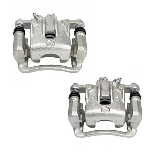 Image of TRQ Rear Brake Caliper Set Zinc Coated Brackets Hardware Compatible with 2010-2013 Kia Soul