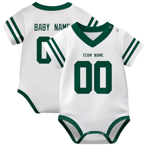 Image of KREDE Baby Clothes Unisex Bodysuit Jersey Style Custom Name Number for Baby Boys