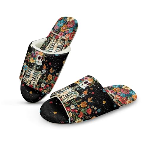 Wanyint Womens House Slippers Trendy Fuzzy Slides Quiet Sole Indoor Home Sandals Slippers Open Toe House Shoes for Women Men