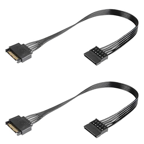 GERUI 2 pièces Câble d'extension d'alimentation SATA 15 broches, adaptateur connecteur SATA mâle vers femelle, câble plat pour alimentation disque dur,...