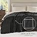 Madison Park Queen Size Blanket Ultra-Soft Microfiber Queen Size, Box Quilting with Satin Binding, All Season & Lightweight Queen Summer Blanket for Bed, Couch & Sofa, Full/Queen, Black
