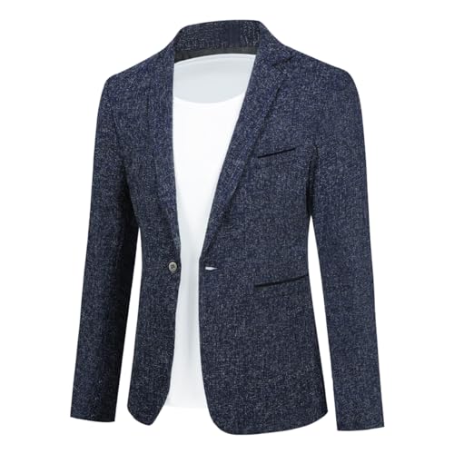 Allthemen Mens Casual 1 Button Blazer Slim Fit Suit Jacket Blue 3XL