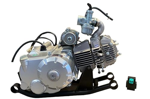 HMParts 4 Takt Motor Set 125 ccm TAO halbautomatik R0123 Anlasser Oben schwarz mit Halter für Motorrad ATV, Quad, Kinderquad