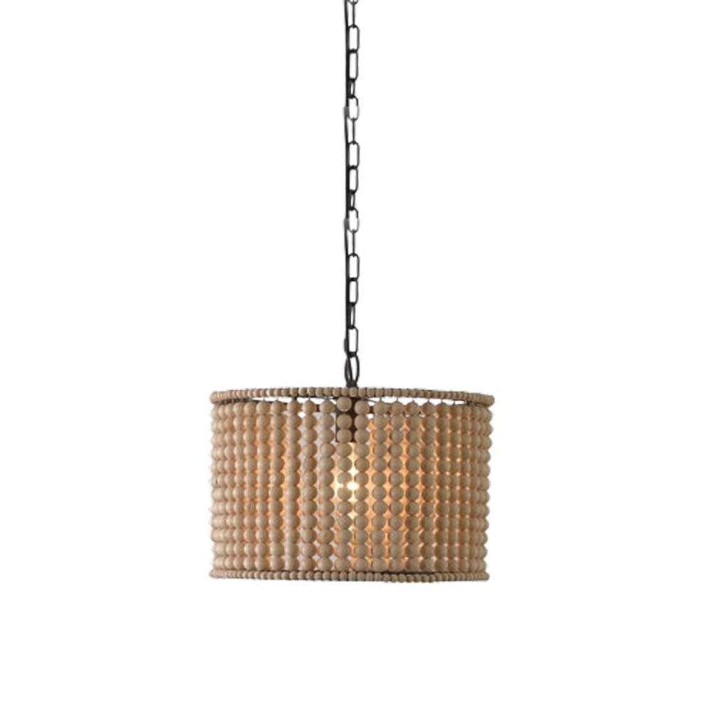 Suspension moderne en bois à perles pour illuminer une chambre chaleureuse style ferme