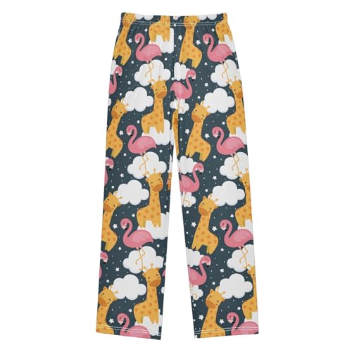 Giraffe Flamingo Star Boys Long Pants Soft Trousers Elastic Waist Kids Lounge Bottoms with Pockets S-XL