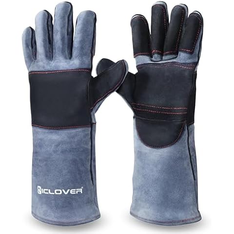 IC ICLOVER Animal Handling Gloves Snake Bite Proof, Double Leather Padding Reinforced Palm & Fingers Protection for Grabbing Snake Reptile Bird Falcon Handling, Cat Dog Training Anti Scratch - 16inch Cover