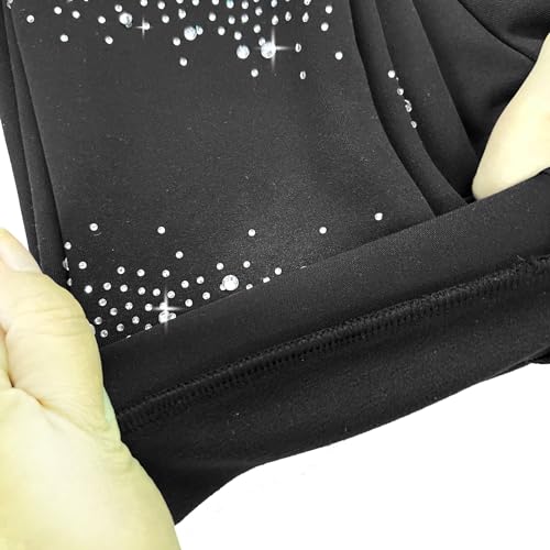 JoyCan Calça feminina de treino de patinação no gelo de pelúcia com strass brilhante decoração elega