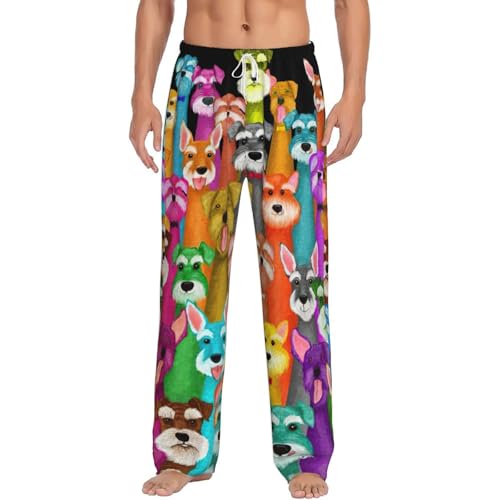 Pantalon de pyjama en flanelle de coton pour homme et femme à motif schnauzer avec poches