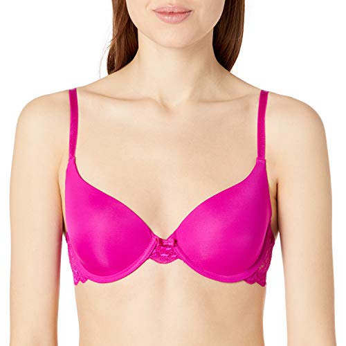 Undies.com Women's Underwire Padded Micro & Lace Convertible Strap Everyday T-Shirt Bra, Berry, 36C #TOP6