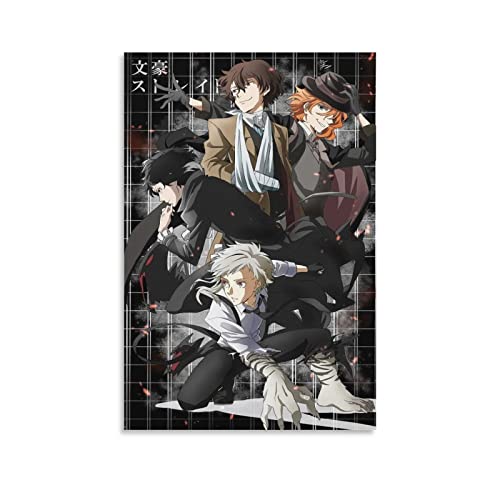 SHIYUAN Bungou Stray Dog Anime Poster Dazai Nakajima Chuuya Canvas Wall Art Print Home Aesthetic Living Room Decoration Bedroom Office Posters 12x18inch(30x45cm)
