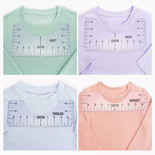 T Shirt Ruler Guide + Bonus 60'' Soft Measuring Tape - Useful Centering Design Tool | Tshirt Ruler Guide for Vinyl Alignment Tool | Excellent for Applying Vinyl and Sublimation Designs [ 4 Pack ]