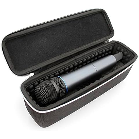 CASEMATIX Wireless Microphone Case Compatible with 11" Wireless Mic System Handheld Microphones, Compact Mic Bag Fits Up To Two Mics With Padded Interior, Hard Shell Exterior, Carry Handle -Case Only Cover