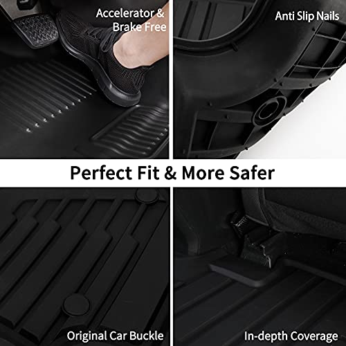 Auxko All Weather Floor Mats Fits for Ford Explorer 2020-2024 2025 7 Seat Full Set TPE Rubber Liners Set All Season Guard Odorless Anti-Slip Floor Mats for 1st & 2nd & 3rd Row - Thumbnail 5
