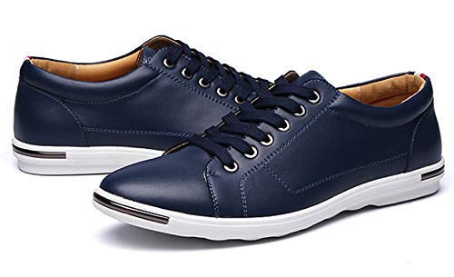 Santimon Mens Oxford Dress Casual Shoes Comfort Lace Up Fashion Sneaker Black Blue Red Tan White4