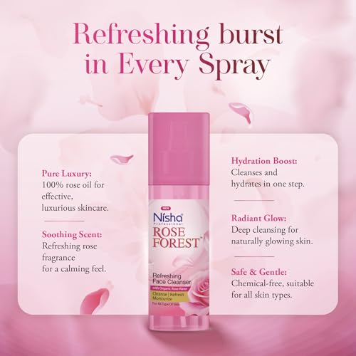 Image of Nisha Professional Refreshing Face Cleanser With Organic Rose Water 120ml | Gulab Jal Cleansing Water For All Skin Types | For Women & Men | Alcohal Free | Cleanse, Refresh & Moisturize