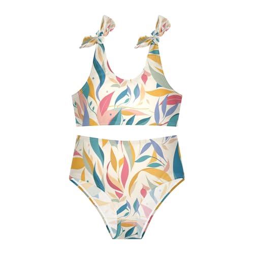 KLL Autmun Trendy Floral Pattern Girls Two Piece Bikini Set Quick-Dry Swimsuit Swimming Suits Adjustable Shoulder Strap3