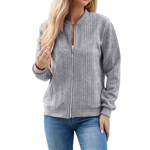 Women's Zip Up Cardigan Sweater Cable Hoodies Knit Long Sleeve Trendy Y2K Jacket Crewneck Casual Teen Girls Coat3