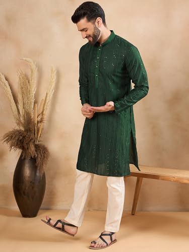 Image of Amazon Brand - Tavasya Men Linen Traditonal Regular Kurta