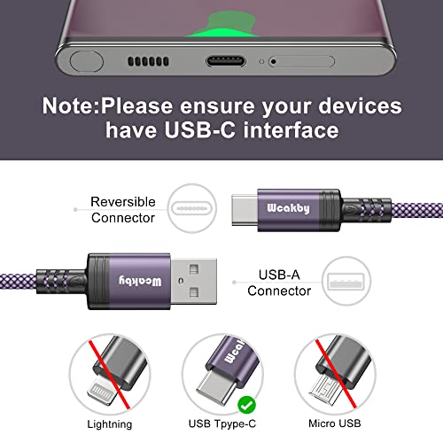 Image of USB-C Fast Charging Cable 1M 3-Pack | Nylon Braided Durable Type-C Charger for Samsung Galaxy S10 /S9 /S8, MacBook, Huawei P30 /P20, Google Pixel & More