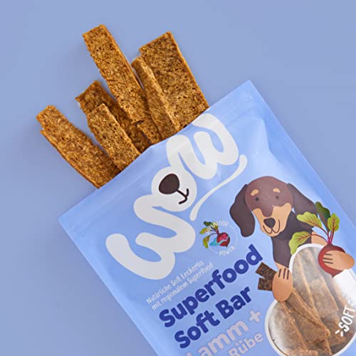WOW Soft-Snacks I Bars Lamm I Lammfleisch mit Roter Rübe für Hunde I 100% Natur I Nahrungsergänzung I Belohnung beim Spiel & Training (1x 150g)