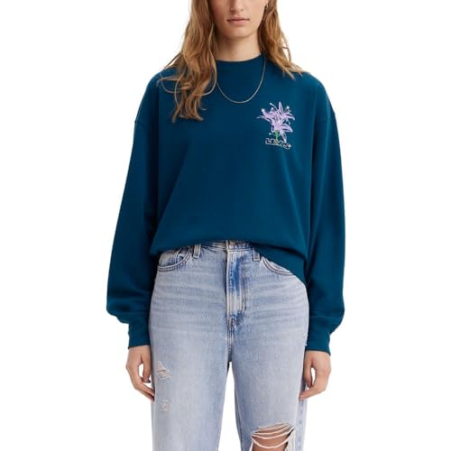 Levi's レディース グラフィックテーピング デビー クルー, リリースパークルロゴジブラルターシー。, Large