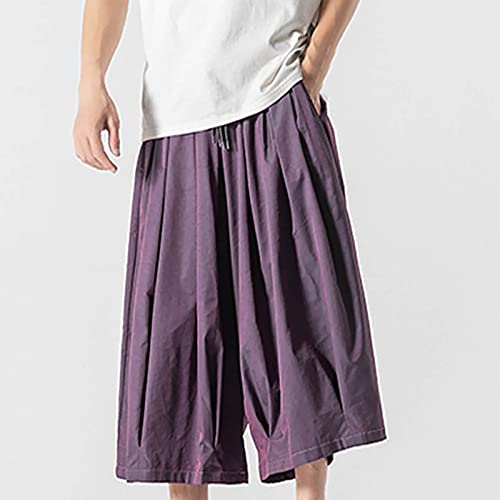 Harem Pants Baggy Linen Men Long Shorts Summer Beach Trouser Hippie Lounge Japanese for Graphic Wide-Leg Trousers2