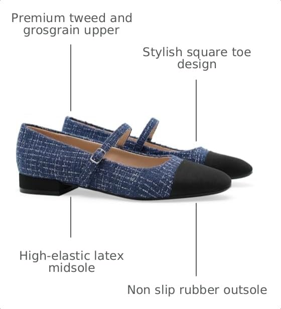 Image of Women's Comfortable Leather Mary Jane Flats Walking Shoes Cute Business Casual Dress Work Shoes