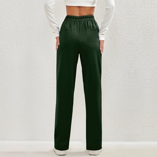 Generic Women's Straight Leg Dress Pants Fahion 2024 High Waisted Button Down Stretchy Business Work Trousers with Pockets3