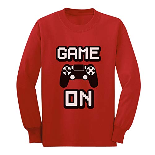 Tstars Game On Gamer Long Sleeve T-Shirt Gift for Boys Youth Gaming Shirt Video Games Outfit for Teen Kids Players