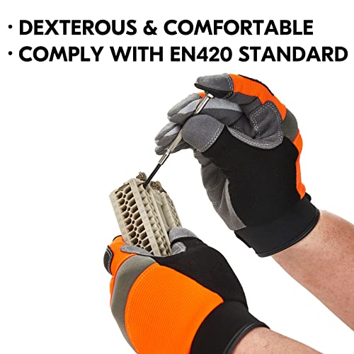 Vgo... Safety Work Gloves,Builder Gloves,Gardening Gloves,Light Duty Mechanic Gloves(Sl7584) (Orange (1 Pair), Small) #TOP4