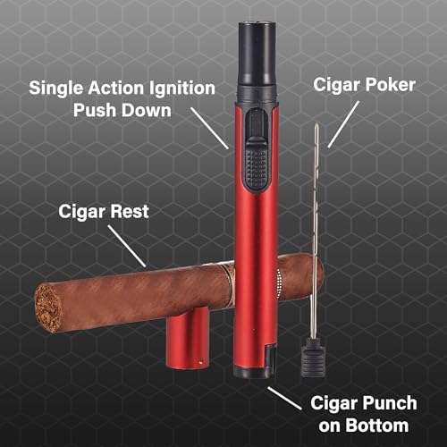 Encendedor Visol Stormy Torch Butano Recargable Rojo miniatura 4