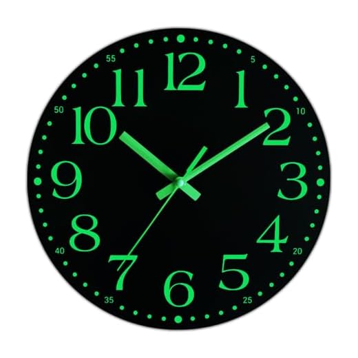 Wall Clock, 12 Inch Battery Operated Glow in Dark Night Light Wall Clock Non-Ticking for Living Room Kitchen Office Bedroom